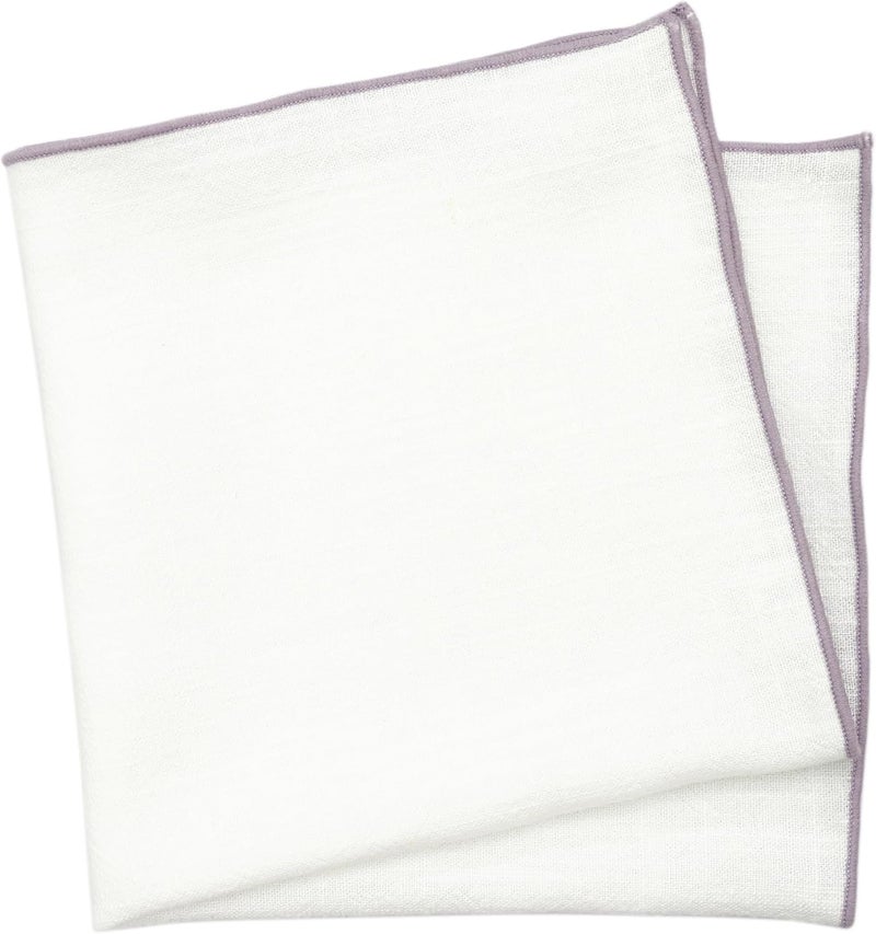 BELLUNO White Pocket Square with Embroidered Color Edge - Image 1